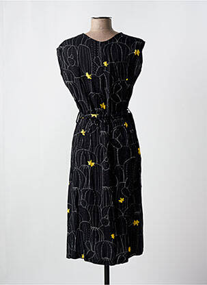 Rochie midi imprimeu fantezie fără mâneci negru MADEMOISELLE YEYE femeie