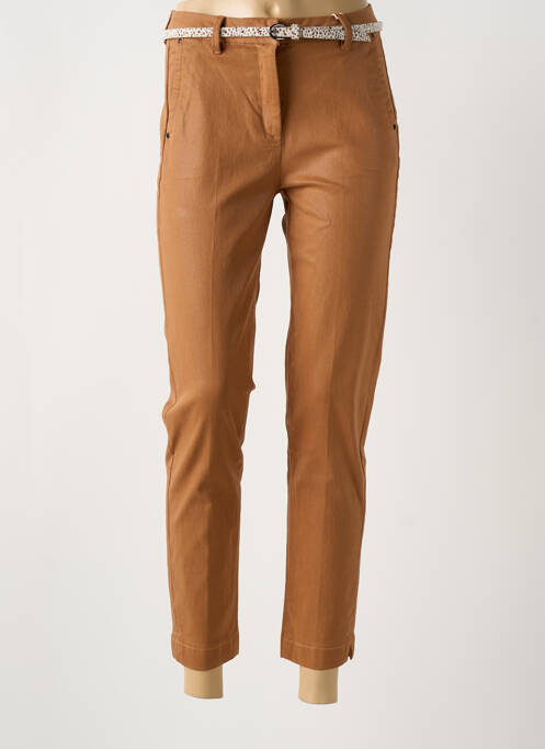 Pantalon chino țesătură poplin maro C'EST BEAU LA VIE femme