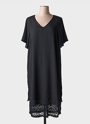 Rochie midi croială fluidă mâneci scurte negru CISO femeie