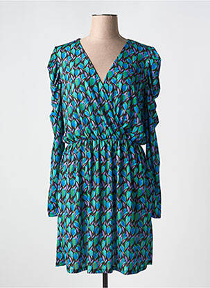 Rochie midi imprimeu floral mâneci lungi verde MORGAN femeie