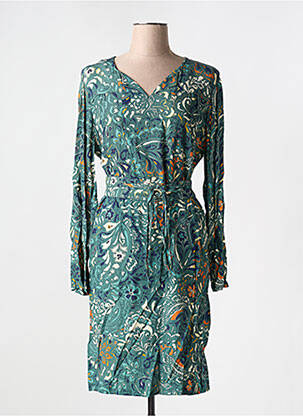 Rochie midi imprimeu floral mâneci lungi verde DIANE LAURY femeie