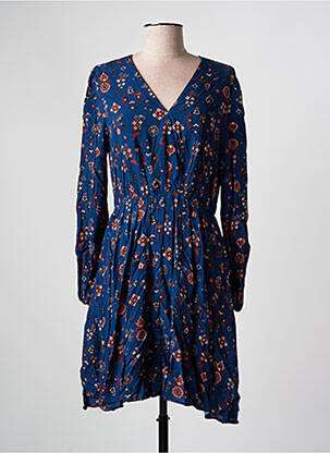 Rochie midi imprimeu floral mâneci lungi albastru C'EST BEAU LA VIE femeie
