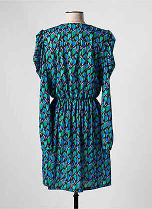 Rochie scurtă țesătură crep mâneci lungi verde MORGAN femeie