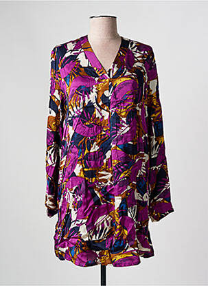 Rochie scurtă croială fluidă mâneci lungi violet SIGNATURE femeie