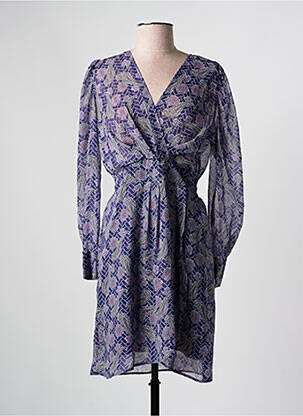 Rochie midi țesătură crep mâneci lungi violet MORGAN femeie
