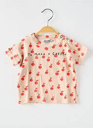 Tricou croială dreaptă mâneci scurte roz BOBO CHOSES fille