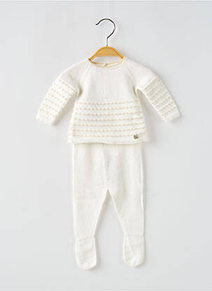Set pantaloni mâneci lungi alb PAZ fată