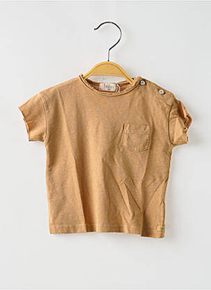 Tricou croială dreaptă mâneci scurte maro BUHO băiat