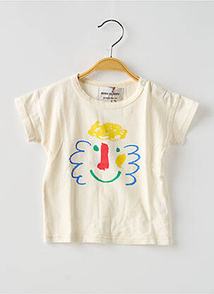 Tricou croială dreaptă mâneci scurte bej BOBO CHOSES băiat