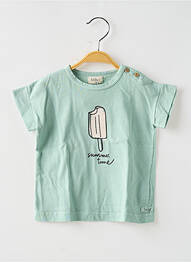 Tricou croială dreaptă mâneci scurte verde BUHO garcon