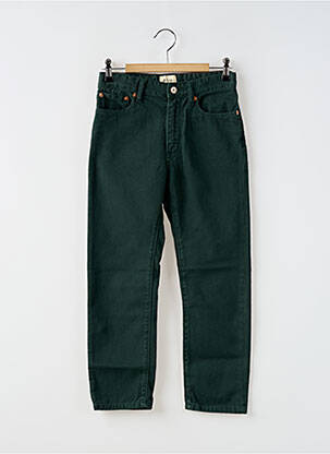 Pantalon drept închidere cu fermoar sub clapetă cu nasturi verde BELLEROSE fată