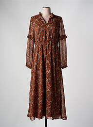 Rochie lungă mâneci lungi mâneci lungi maro C'EST BEAU LA VIE femme