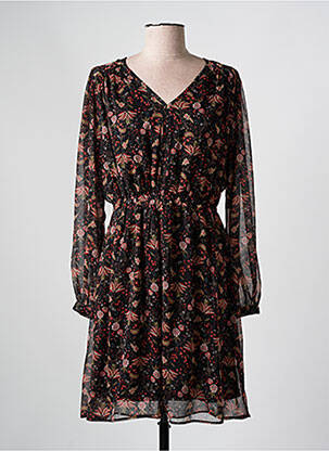 Rochie midi imprimeu floral mâneci lungi negru C'EST BEAU LA VIE femeie
