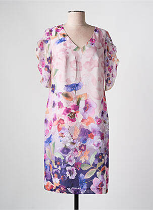 Rochie midi imprimeu floral mâneci scurte roz GALA BY ROSA GIMENO femeie