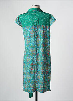 Rochie midi imprimeu fantezie mâneci scurte verde CHATTAWAK femeie