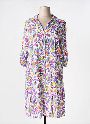 Rochie midi imprimeu fantezie mâneci lungi alb TINTA femeie