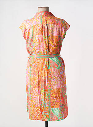 Rochie midi imprimeu fantezie mâneci scurte portocalie TINTA femeie
