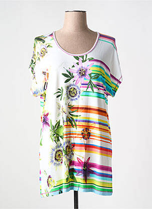 Tricou croială dreaptă mâneci scurte alb SAINT CHARLES femeie