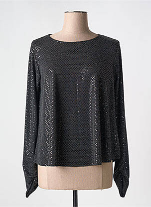 Top guler rotund mâneci lungi negru ESPERANCE femeie