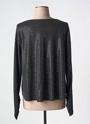 Top guler rotund mâneci lungi negru ESPERANCE femeie