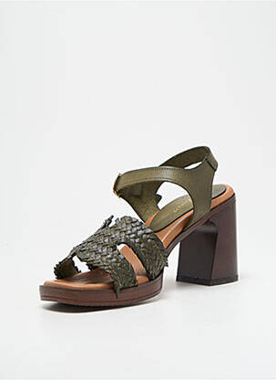 Sandale/pantofi decupați material neted toc de 7 la 9 cm verde COCO ET ABRICOT femeie