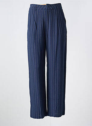 Pantalon drept talie cu cleme talie înaltă albastru KILKY femeie