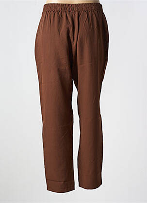 Pantalon drept țesătură crep talie înaltă maro CHRISTY femeie