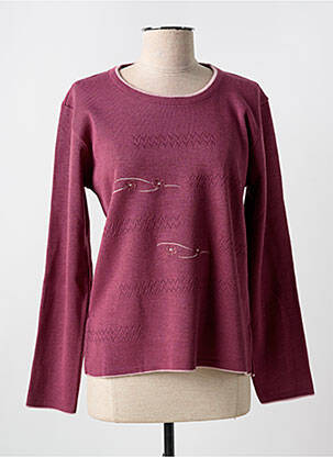 Pulover guler rotund mâneci lungi violet QUATRE VINGT JOURS femeie