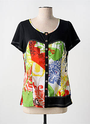 Tricou imprimeu fantezie mâneci scurte negru S.QUISE femeie