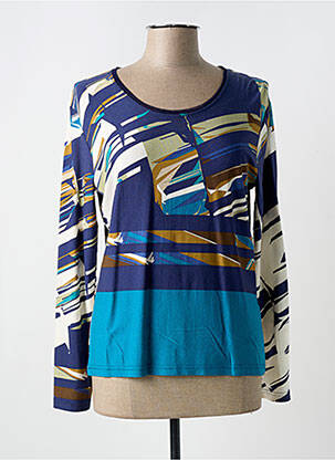 Tricou mâneci lungi mâneci lungi albastru QUATRE VINGT JOURS femeie