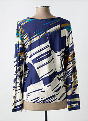 Tricou mâneci lungi mâneci lungi albastru QUATRE VINGT JOURS femeie