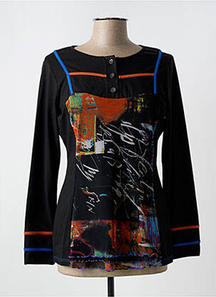 Tricou mâneci lungi mâneci lungi negru QUATRE VINGT JOURS femeie