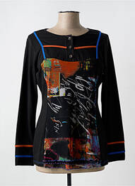 Tricou mâneci lungi mâneci lungi negru QUATRE VINGT JOURS femme