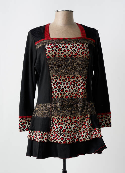 Tunică mâneci lungi negru QUATRE VINGT JOURS femeie