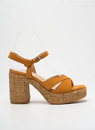 Sandale/pantofi decupați semi compensat toc de 7 la 9 cm galben WONDERS femme