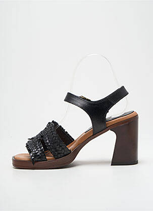 Sandale/pantofi decupați material neted toc de 7 la 9 cm negru COCO ET ABRICOT femeie