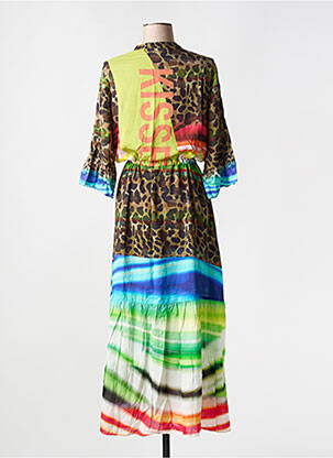 Rochie lungă imprimeu fantezie mâneci 3/4 verde SPORTALM femeie