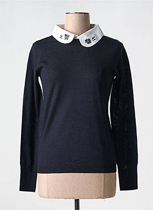 Pulover croială cambrată mâneci lungi negru LEO & UGO femme