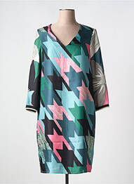 Rochie midi imprimeu fantezie mâneci lungi verde VILAGALLO femeie