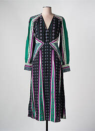 Rochie midi imprimeu fantezie mâneci lungi negru ANGE femme