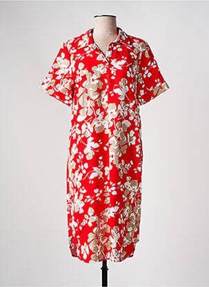 Rochie midi imprimeu floral mâneci scurte roșu BRANDTEX femeie