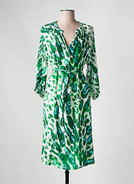 Rochie midi imprimeu fantezie mâneci lungi verde SIGNE NATURE femme