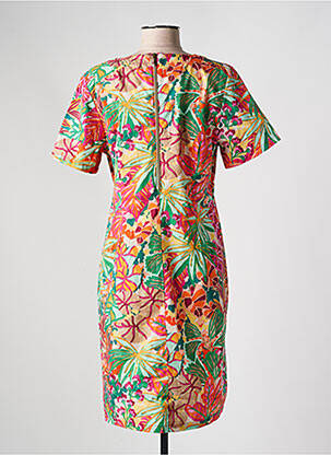 Rochie midi imprimeu fantezie mâneci scurte verde SIGNE NATURE femeie