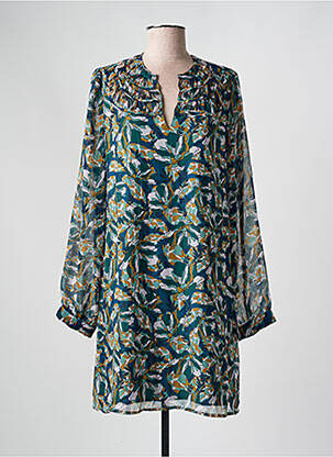 Rochie midi imprimeu fantezie mâneci lungi verde ANGE femeie