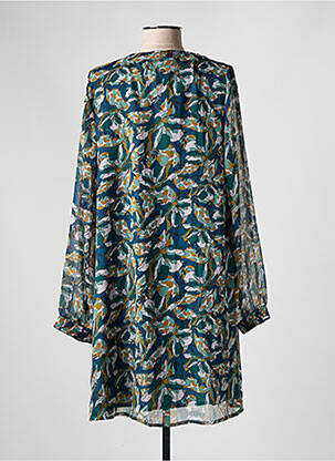 Rochie midi imprimeu fantezie mâneci lungi verde ANGE femeie