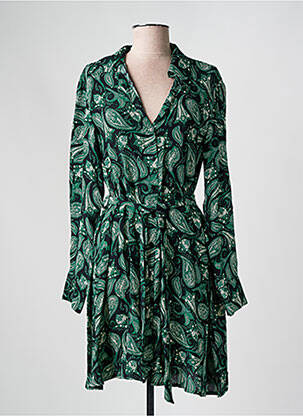Rochie midi imprimeu fantezie mâneci lungi verde ANGE femeie