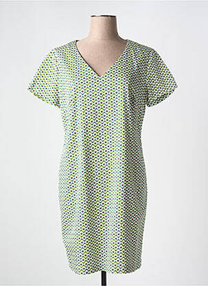 Rochie midi imprimeu fantezie mâneci scurte verde IMPAQT femeie