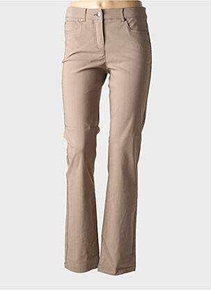 Pantalon slim țesătură poplin mărime normală maro SIGNATURE femeie