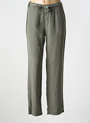 Pantalon drept țesătură poplin mărime normală verde IMPAQT femeie