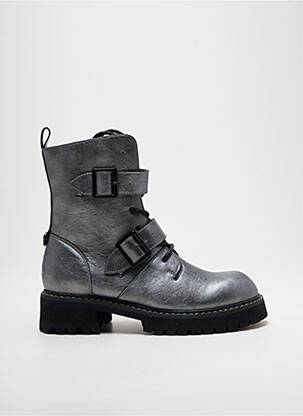 Botine/ghete material neted toc de 4 la 6 cm argintiu CHATTAWAK femeie
